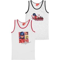 Miraculous Ladybug Unterhemd für Mädchen - Kinder Tank Top Unterwäsche Weiß/Grau (2er Pack)