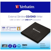 Verbatim Externer USB-C DVD-Recorder – Kompakter Brenner für CD & DVD