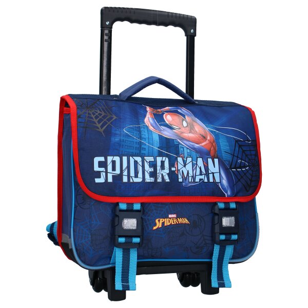 Spiderman Trolley Rucksack 38x31x15 cm mit Teleskopgriff und Schultergurten für Kinder