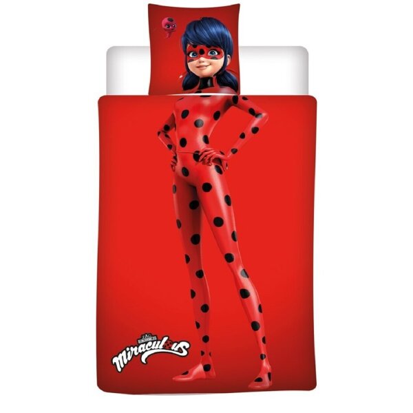 Miraculous Ladybug Bettwäsche-Set 140x200 cm – Bettbezug und Kissenbezug aus Microfaser