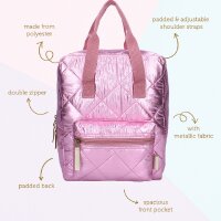 Milky Kiss Rucksack Lush Life – Stylischer pinkfarbener Metallic-Rucksack für Schule und Ausflüge