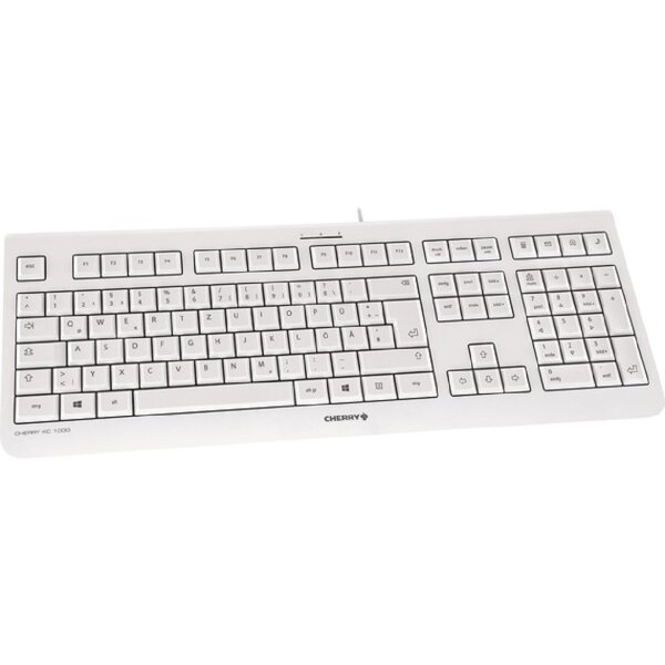 Cherry Tastatur KC 1000 – Ergonomische USB Tastatur in Hellgrau für komfortables Tippen