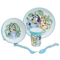 Bluey Teller-Set –Mikrowellengeeignet 5-teiliges Kindergeschirr mit rutschfestem Boden