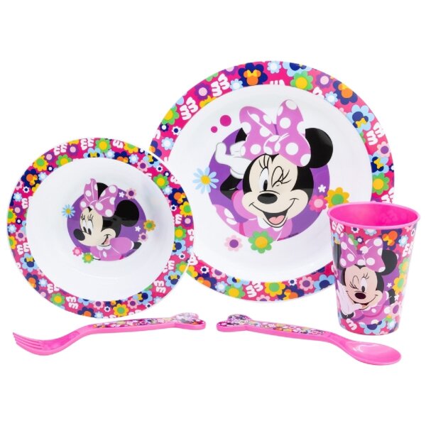 Disney Mickey Mouse Teller-Set Mikrowellengeeignet 5-teiliges Kindergeschirr mit rutschfestem Boden