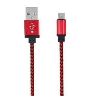 3 Meter Micro-USB Ladekabel Nylon Geflochten Datenkabel für Android Rot