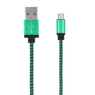 1 Meter Micro-USB Ladekabel Nylon Geflochten Datenkabel für Android Grün