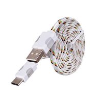 USB-Typ C Ladekabel Nylon Geflochten LED Flachband...