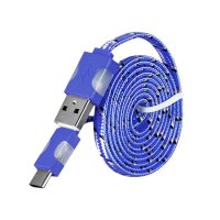 USB-Typ C Ladekabel Nylon Geflochten LED Flachband...