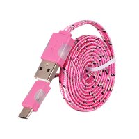 USB-Typ C Ladekabel Nylon Geflochten LED Flachband...