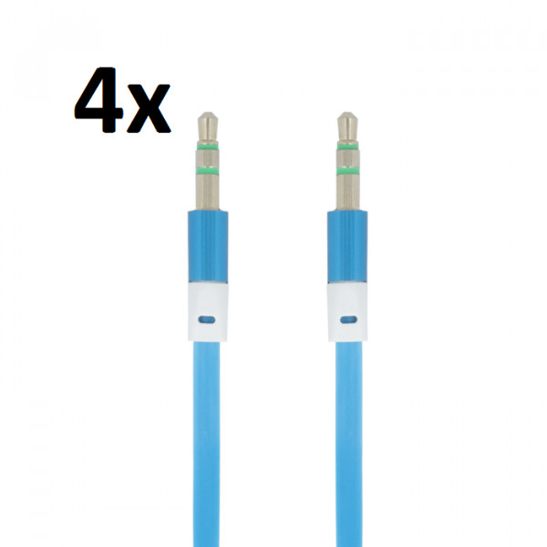 4x 1m Aux Kabel 3.5 mm Klinke Eingang Einfach Audio  für Lautsprecher Android Handy Tablet Autoadio PC Anlage Hifi Blau