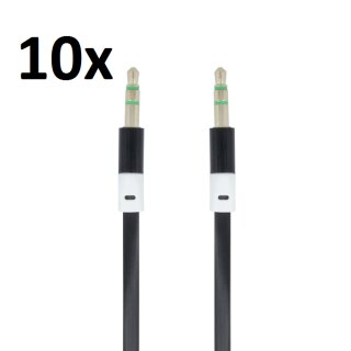 10x 1m Aux Kabel 3.5 mm Klinke Eingang Einfach Audio  für Lautsprecher Android Handy Tablet Autoadio PC Anlage Hifi Schwarz