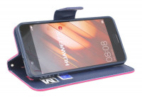 Huawei Ascend P10 // Buchtasche Book-Case Tasche Hülle Schale Zubehör Pink-Blau