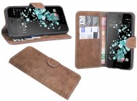 Book-Style Handyhülle Buch Form Tasche Zubehör Cover für HTC U PLAY in Braun