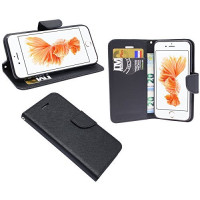Iphone 8 PLUS // Buchtasche Hülle Case Tasche Wallet BookStyle mit STANDFUNKTION in Schwarz @ Energmix