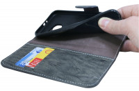 iPhone X // Buchtasche Hülle Case Tasche Wallet BookStyle mit STANDFUNKTION in Anthrazit @ cofi1453®