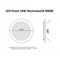 16W Neutralweiß LED Panel Deckenleuchte Rund