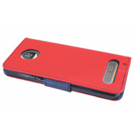 Elegante Buch-Tasche Hülle für das LENOVO MOTO Z2 PLAY in Rot-Blau (2-Farbig) Leder Optik Wallet Book-Style Schale @ cofi1453®