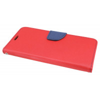 Elegante Buch-Tasche Hülle für das LENOVO MOTO Z2 FORCE in Rot-Blau (2-Farbig) Leder Optik Wallet Book-Style Schale @ cofi1453®