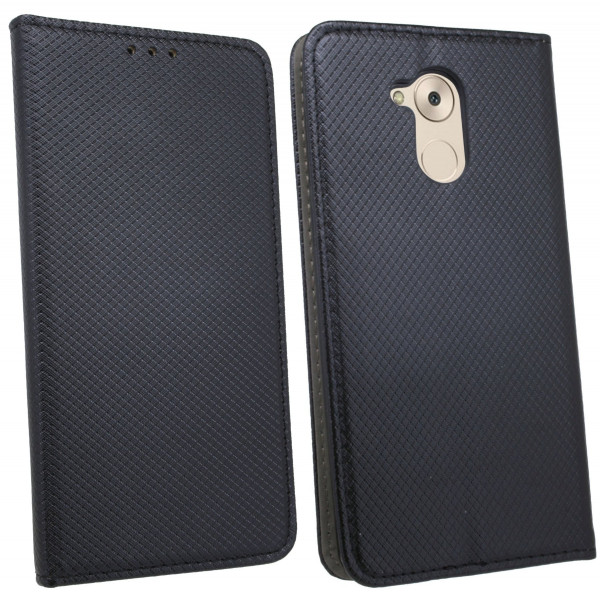 Elegante Buch-Tasche Smart Hülle für das HONOR 6C in Schwarz Leder Optik Wallet Book-Style Cover Schale @ cofi1453®