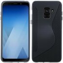 Samsung Galaxy A8 PLUS 2018 (A730F) // S-Line TPU SchutzHülle Silikon Hülle Silikonschale Cover Zubehör Bumper in Schwarz @ cofi1453®