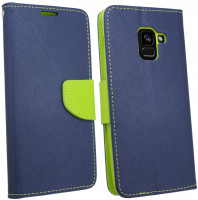 Elegante Buch-Tasche Hülle für Samsung Galaxy A8 PLUS 2018 (A730F) in Blau Leder Optik Wallet Book-Style Schale cofi1453®