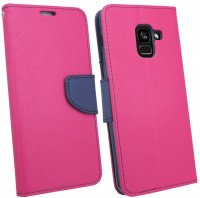Elegante Buch-Tasche Hülle für Samsung Galaxy A8 PLUS 2018 (A730F) in Pink Leder Optik Wallet Book-Style Schale cofi1453®