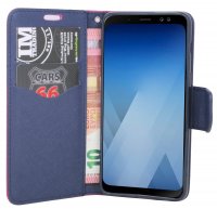 Elegante Buch-Tasche Hülle für Samsung Galaxy A8 PLUS 2018 (A730F) in Pink Leder Optik Wallet Book-Style Schale cofi1453®