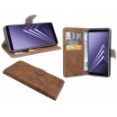 Elegante Buch-Tasche Hülle für Samsung Galaxy A8 PLUS 2018 (A730F) in Braun Leder Optik Wallet Book-Style Schale cofi1453®