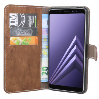 Elegante Buch-Tasche Hülle für Samsung Galaxy A8 2018 (A530F) in Braun Leder Optik Wallet Book-Style Schale cofi1453®