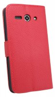 Elegante Buch-Tasche Hülle für Huawei Ascend Y530 in Rot Leder Optik Wallet Book-Style Cover Schale @ cofi1453®