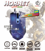 Optische PC Gaming Maus Hornet 2400 DPI 6 Tasten Programmierbar mit Nylon Kabel Ergonomisch 4 Farben LED Beleuchtet