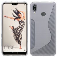 HUAWEI P20 LITE // S-Line TPU SchutzHülle Silikon Hülle Silikonschale Case Cover Zubehör Bumper in Schwarz @ cofi1453®