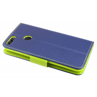 Elegante Buch-Tasche Hülle für HUAWEI P SMART in Blau-Grün Leder Optik Fancy Wallet Book-Style Cover Schale  cofi1453®