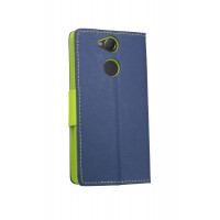 Elegante Buch-Tasche Hülle für das SONY XPERIA XA2 in Blau-Grün Leder Optik Wallet Book-Style Cover Schale @ cofi1453®