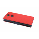 Elegante Buch-Tasche Hülle für das SONY XPERIA XA2 in Rot-Blau Leder Optik Wallet Book-Style Cover Schale @ cofi1453®