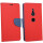 Elegante Buch-Tasche Hülle FANCY für das Sony Xperia XZ2 in Rot-Blau Leder Optik Wallet Book-Style Cover Schale @ cofi1453®