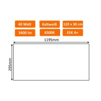 40W Kaltweiß LED Panel Deckenleuchte Eckig 3400 lm...