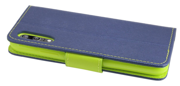Elegante Buch-Tasche Hülle für HUAWEI P20 in Blau-Grün Leder Optik Fancy Wallet Book-Style Cover Schale