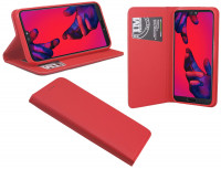 Elegante Buch-Tasche Hülle Smart Magnet für das HUAWEI P20 Leder Optik Wallet Book-Style Cover in Rot Schale