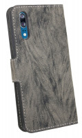 Elegante Buch-Tasche Hülle für das HUAWEI P20 in Anthrazit Leder Optik Wallet Book-Style Cover Schale