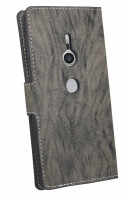 Elegante Buch-Tasche Hülle für das Sony Xperia XZ2 in Anthrazit Leder Optik Wallet Book-Style Cover Schale
