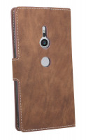 Elegante Buch-Tasche Hülle für das Sony Xperia XZ2 in Braun Leder Optik Wallet Book-Style Cover Schale