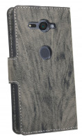Elegante Buch-Tasche Hülle für das Sony Xperia XZ2 COMPACT in Anthrazit Leder Optik Wallet Book-Style Cover Schale @ cofi1453®