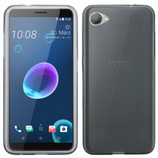 HTC DESIRE 12//Silikon Hülle Tasche Case Zubehör Gummi Bumper Schale Schutzhülle Zubehör in Smoke
