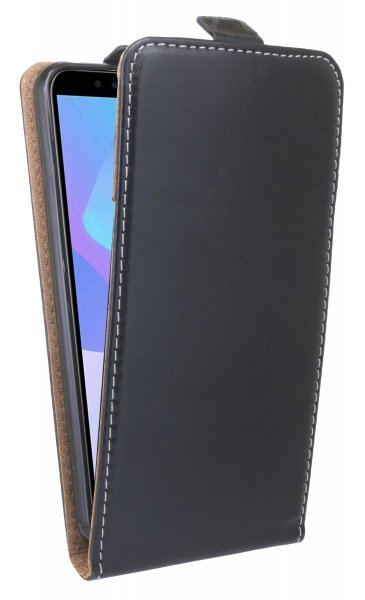 Huawei Y6 2018//Klapptasche Schutztasche Schutzhülle Flip Tasche Hülle Zubehör Etui in Schwarz Tasche Hülle