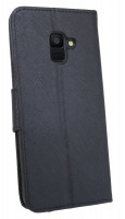 Elegante Buch-Tasche Hülle für SAMSUNG GALAXY A6 (A600F) in Schwarz Leder Optik Wallet Book-Style Cover Schale