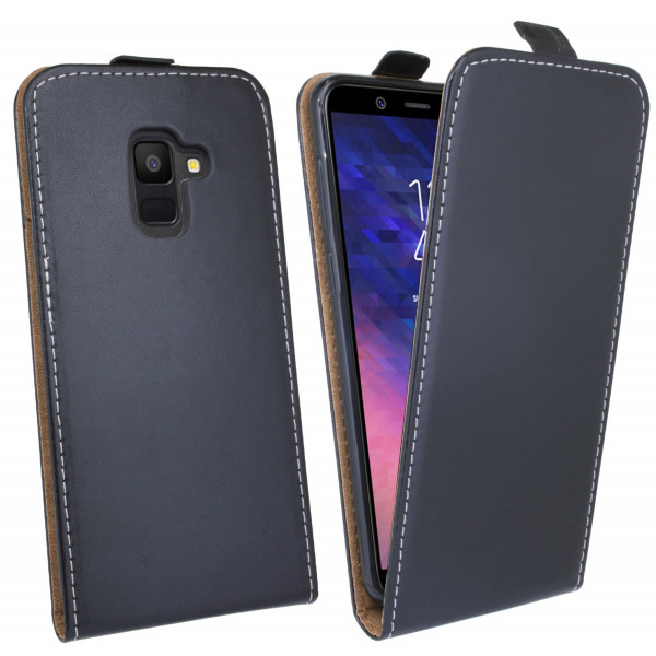 Samsung Galaxy A6 A600F//Klapptasche Schutztasche Schutzhülle Flip Tasche Hülle Zubehör Etui in Schwarz Hülle