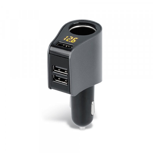 USB Handy Ladgerät KFZ Auto Zigarettenanzünder Adapter mit Display für Handy / Smartphone