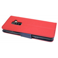 Elegante Buch-Tasche Hülle für SAMSUNG GALAXY A6 PLUS (A605F) in Rot-Blau Leder Optik Wallet Book-Style Cover Schale