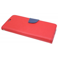 Elegante Buch-Tasche Hülle für SAMSUNG GALAXY A6 (A600F) in Rot-Blau Leder Optik Wallet Book-Style Cover Schale
